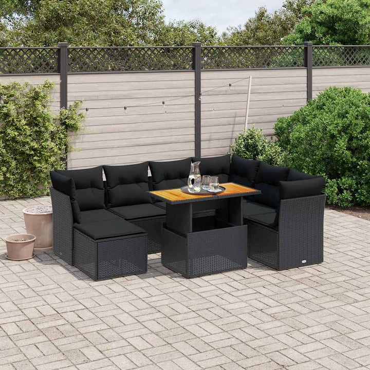 sofasæt til haven 8 dele med hynder polyrattan sort