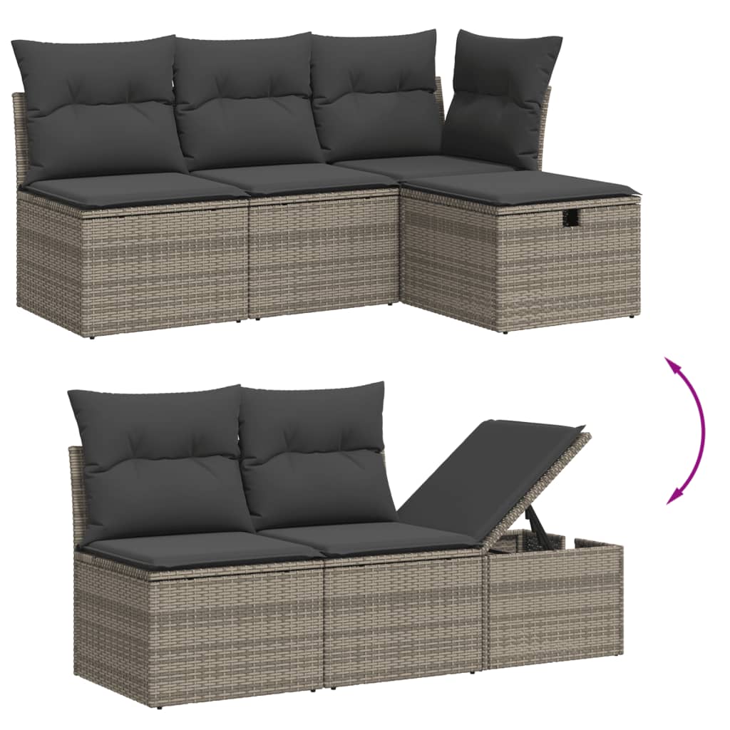 sofasæt til haven 8 dele med hynder polyrattan grå