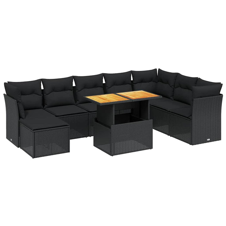 sofasæt til haven 9 dele med hynder polyrattan sort