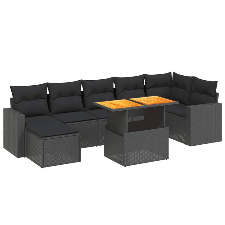 sofasæt til haven 8 dele med hynder polyrattan sort