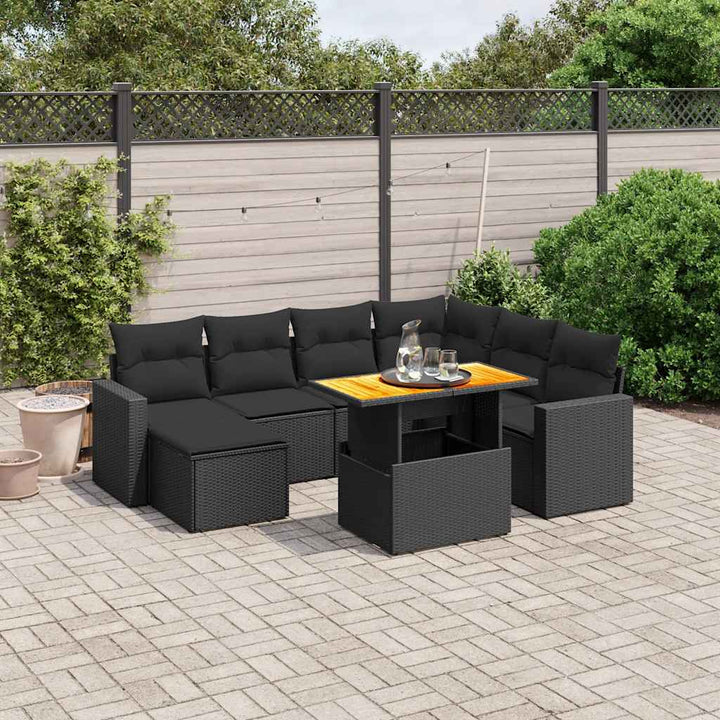 sofasæt til haven 8 dele med hynder polyrattan sort