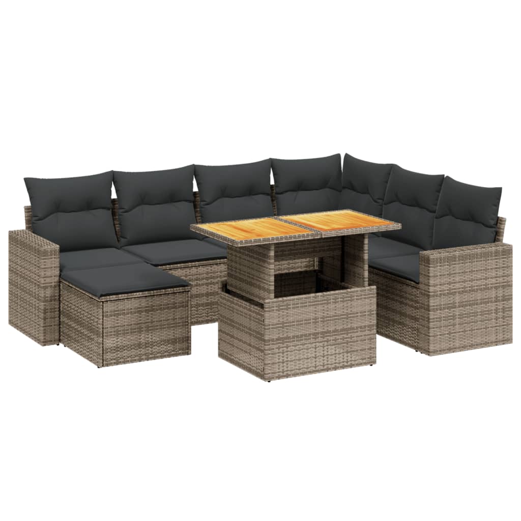 sofasæt til haven 8 dele med hynder polyrattan grå