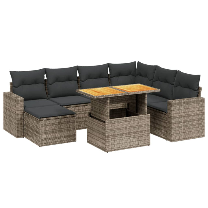 sofasæt til haven 8 dele med hynder polyrattan grå