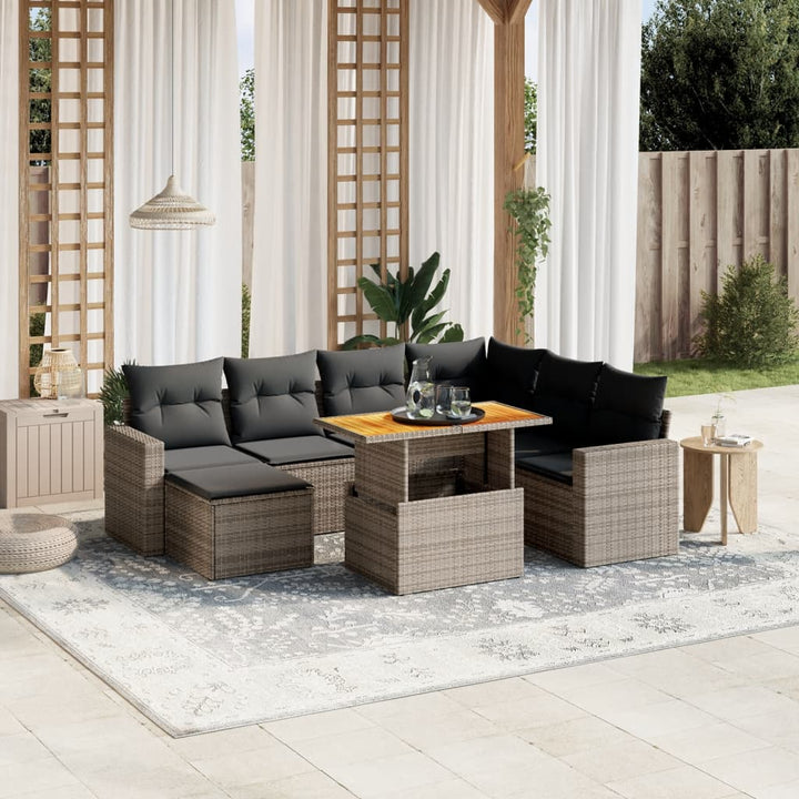 sofasæt til haven 8 dele med hynder polyrattan grå