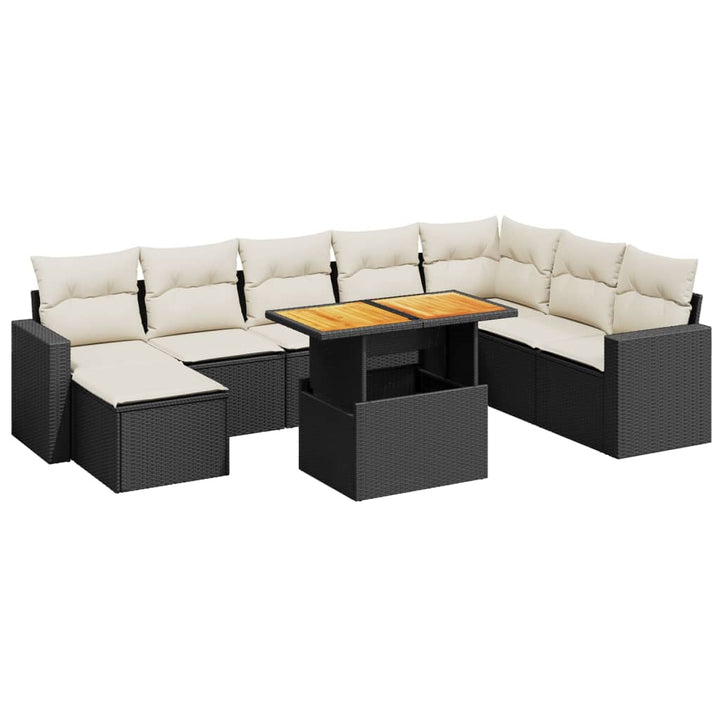 sofasæt til haven 9 dele med hynder polyrattan sort