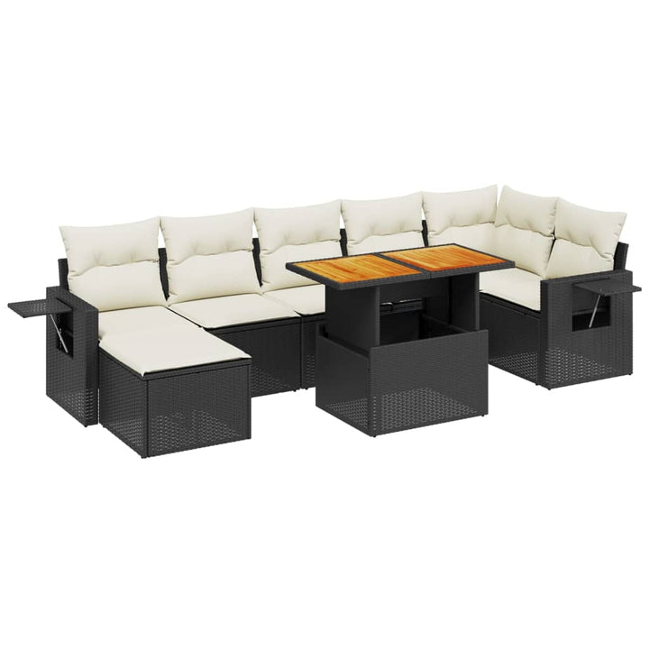 sofasæt til haven 8 dele med hynder polyrattan sort