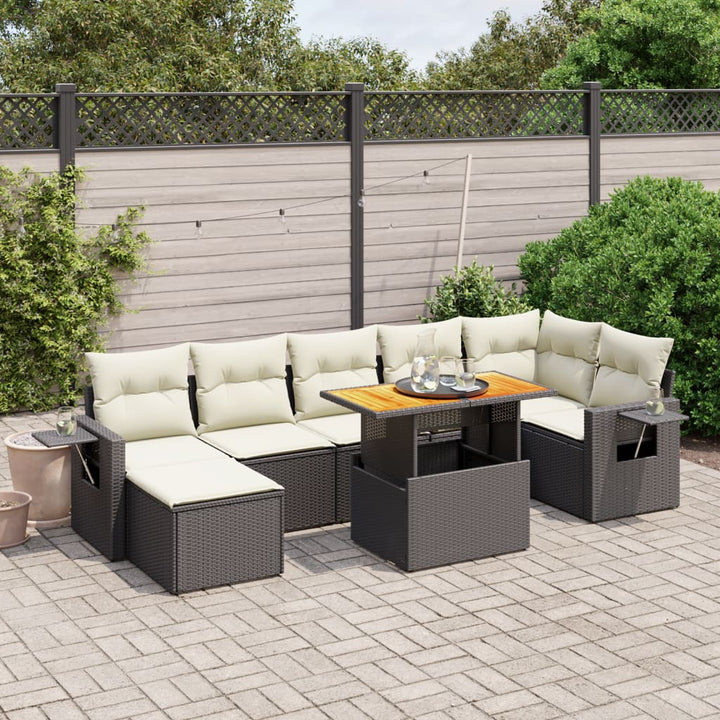 sofasæt til haven 8 dele med hynder polyrattan sort