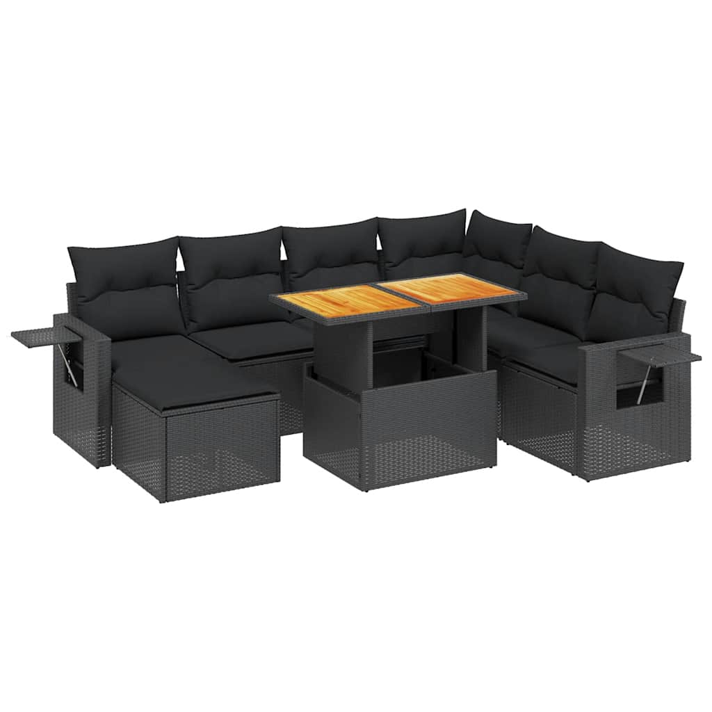 sofasæt til haven 8 dele med hynder polyrattan sort