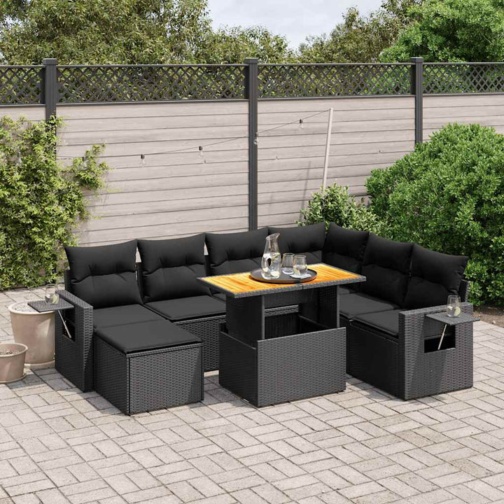 sofasæt til haven 8 dele med hynder polyrattan sort