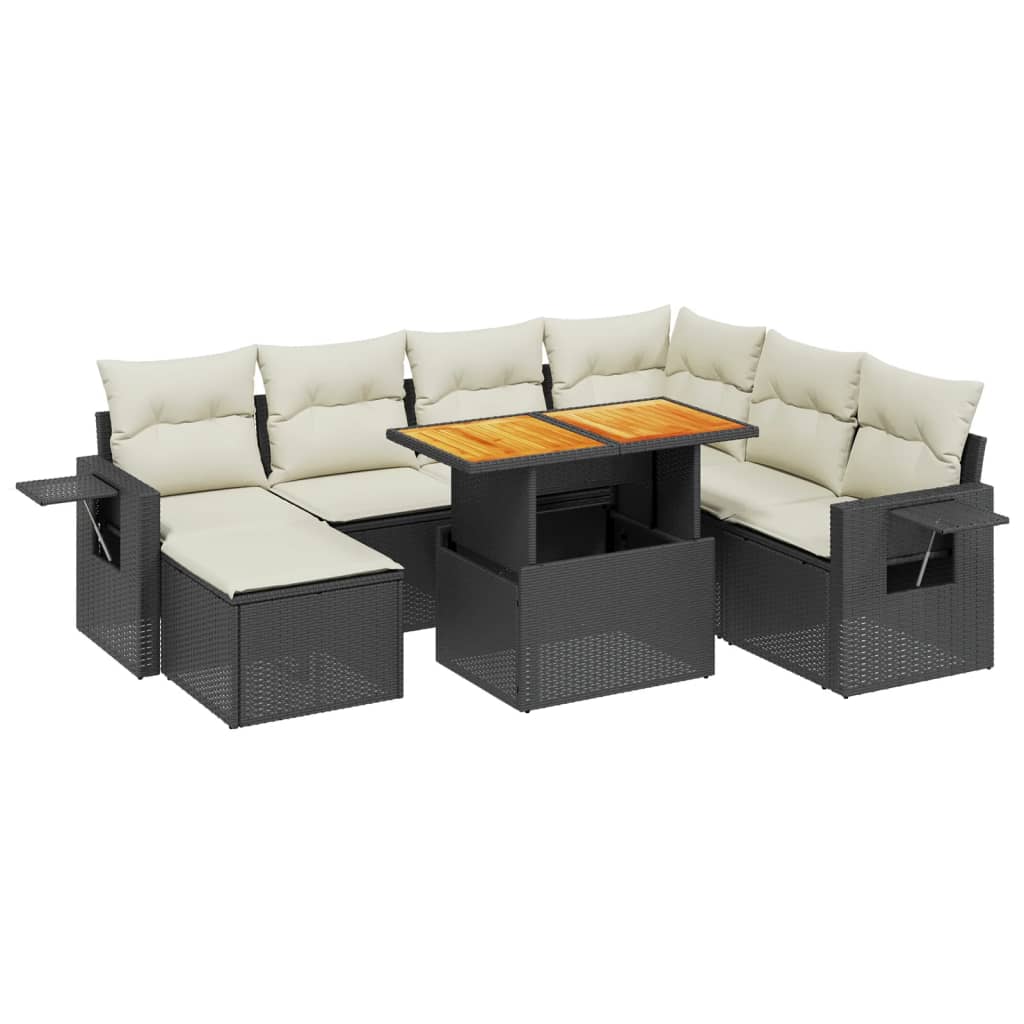 sofasæt til haven 8 dele med hynder polyrattan sort