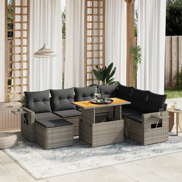 sofasæt til haven 8 dele med hynder polyrattan grå