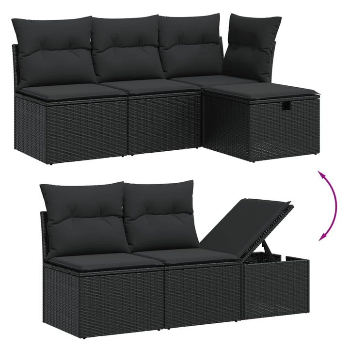 sofasæt til haven 7 dele med hynder polyrattan sort