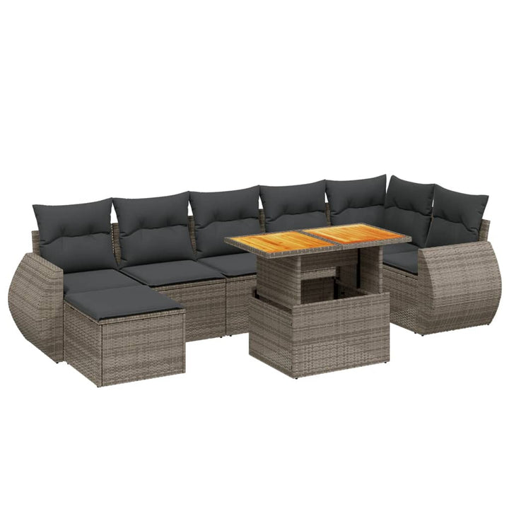 sofasæt til haven 8 dele med hynder polyrattan grå