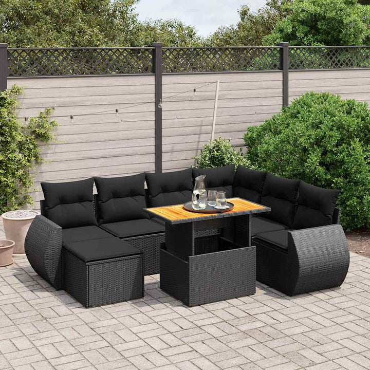 sofasæt til haven 8 dele med hynder polyrattan sort