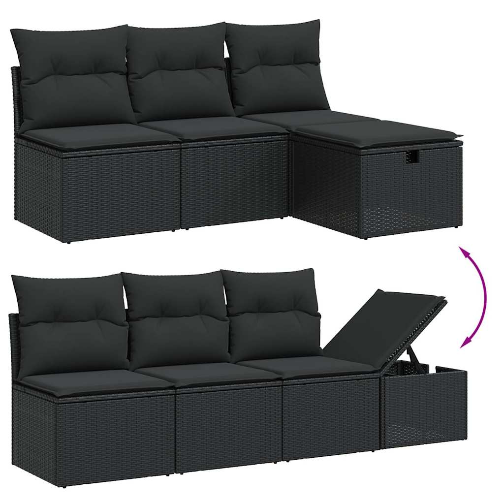 sofasæt til haven 9 dele med hynder polyrattan sort