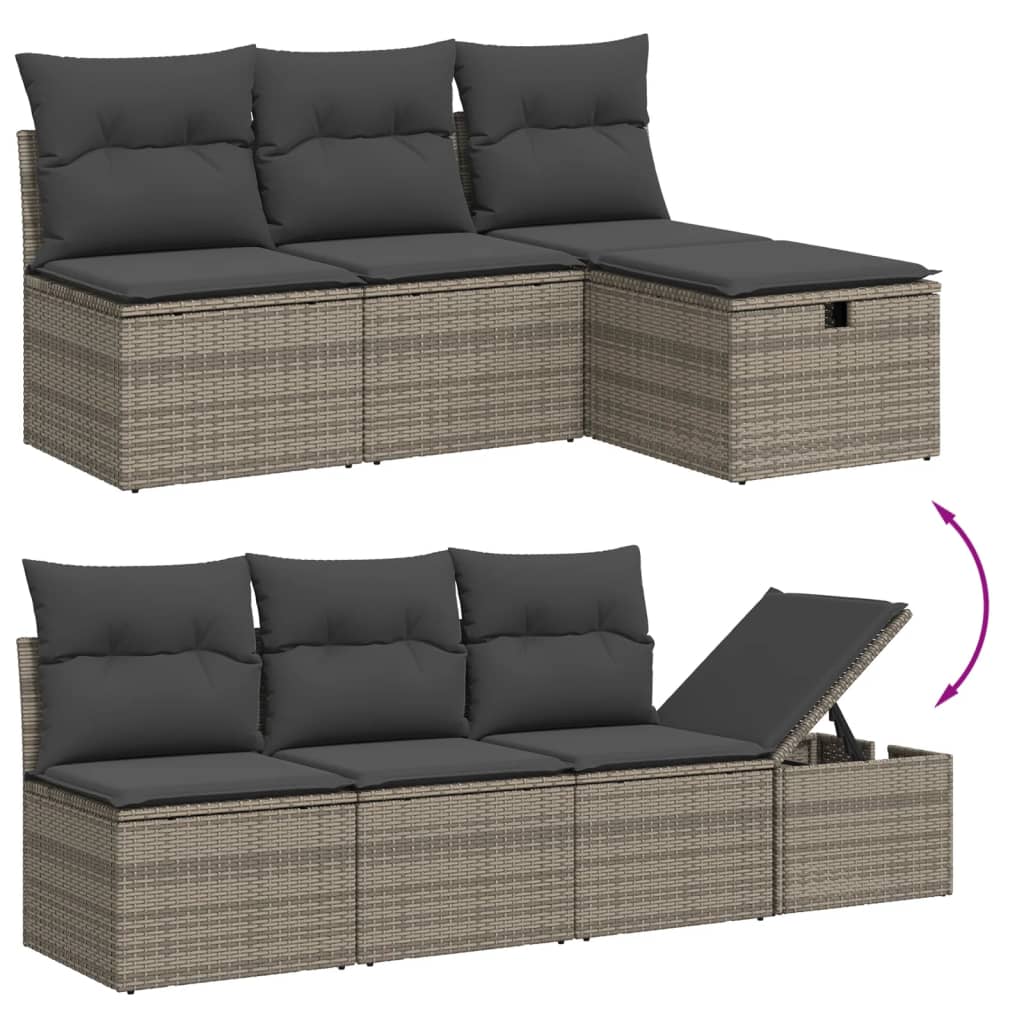 sofasæt til haven 9 dele med hynder polyrattan grå