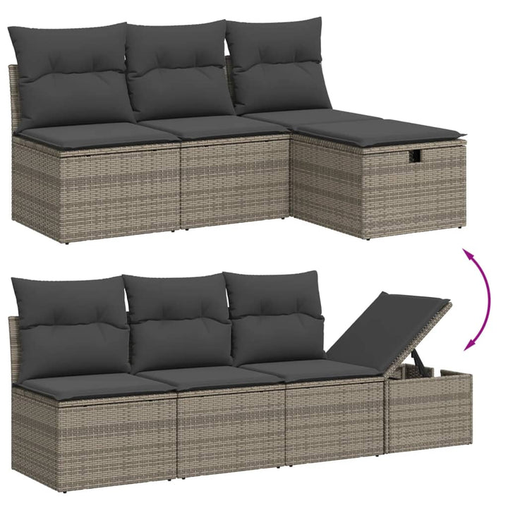 sofasæt til haven 9 dele med hynder polyrattan grå