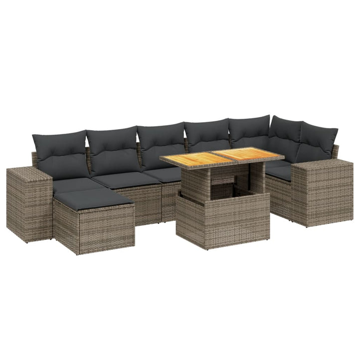 sofasæt til haven 8 dele med hynder polyrattan grå