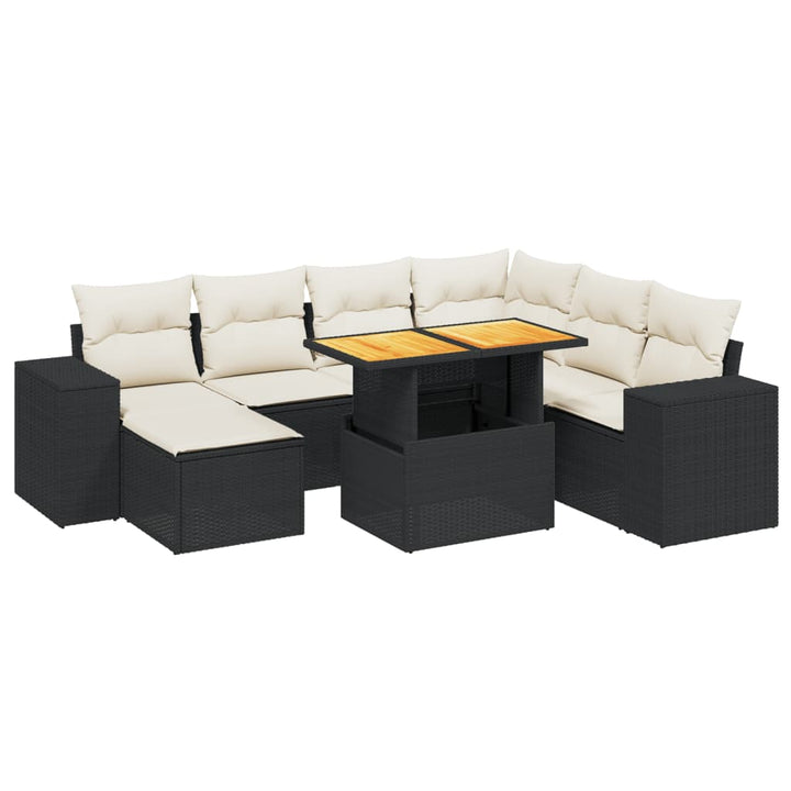 sofasæt til haven 8 dele med hynder polyrattan sort