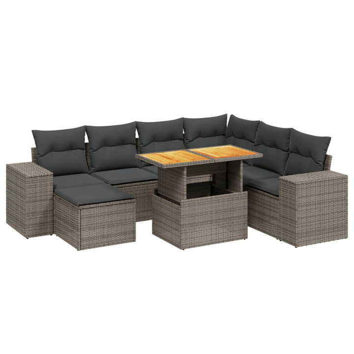 sofasæt til haven 8 dele med hynder polyrattan grå