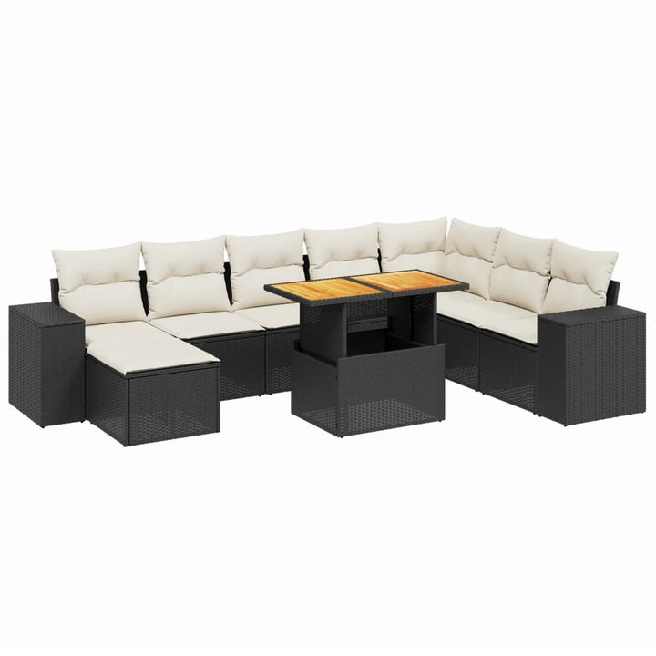 sofasæt til haven 9 dele med hynder polyrattan sort