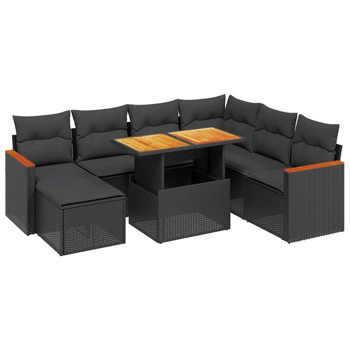 sofasæt til haven 8 dele med hynder polyrattan sort
