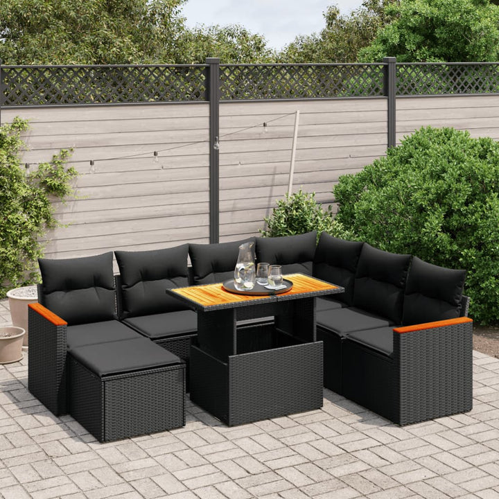 sofasæt til haven 8 dele med hynder polyrattan sort