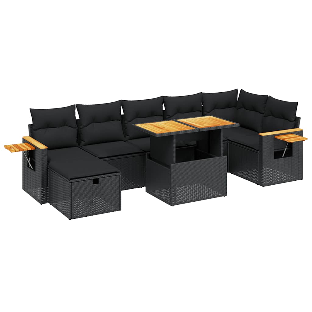 sofasæt til haven 8 dele med hynder polyrattan sort