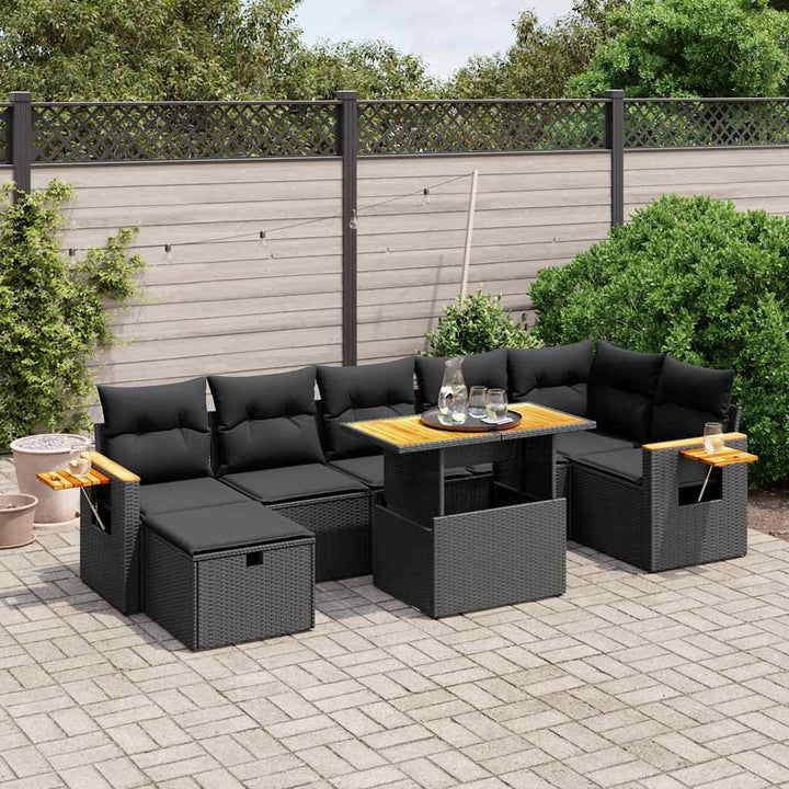 sofasæt til haven 8 dele med hynder polyrattan sort