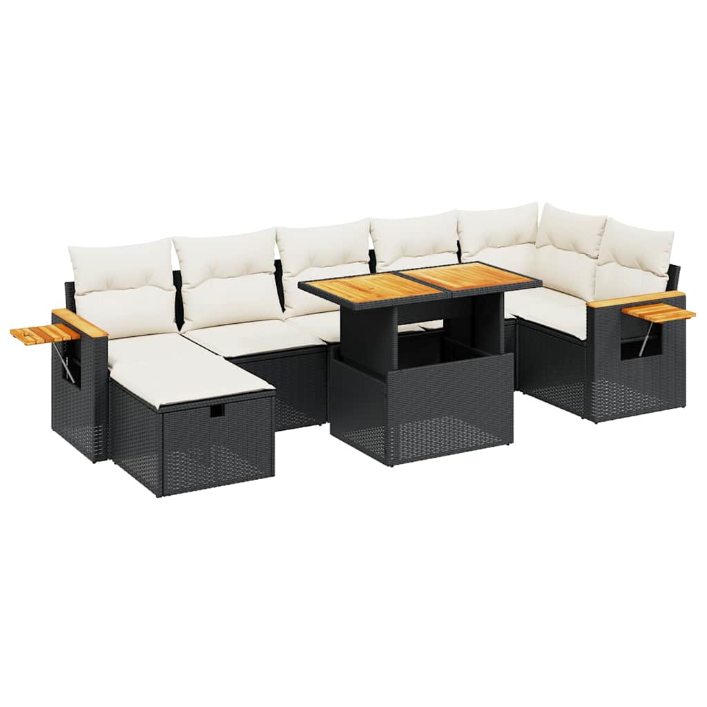 sofasæt til haven 8 dele med hynder polyrattan sort