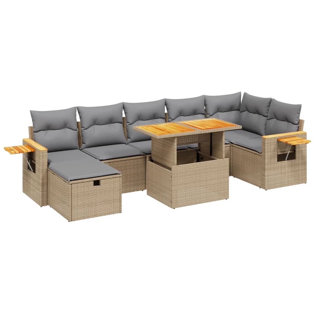 sofasæt til haven 8 dele med hynder polyrattan beige