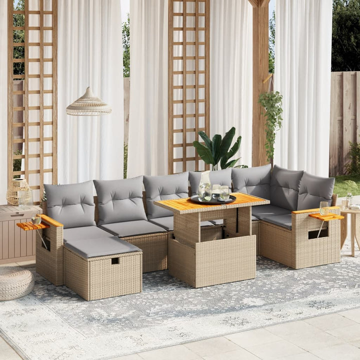 sofasæt til haven 8 dele med hynder polyrattan beige