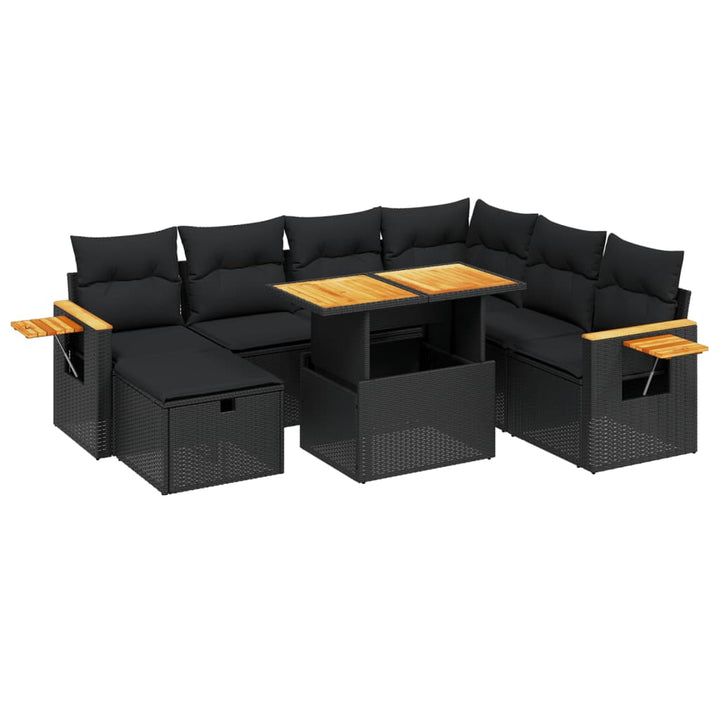 sofasæt til haven 8 dele med hynder polyrattan sort