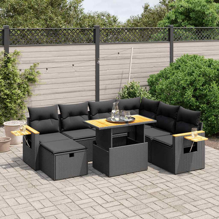 sofasæt til haven 8 dele med hynder polyrattan sort
