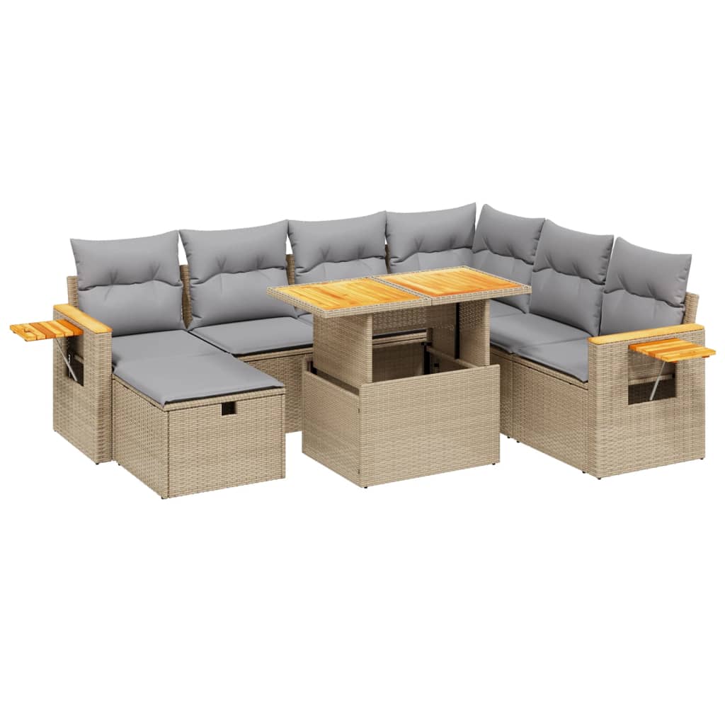 sofasæt til haven 8 dele med hynder polyrattan beige