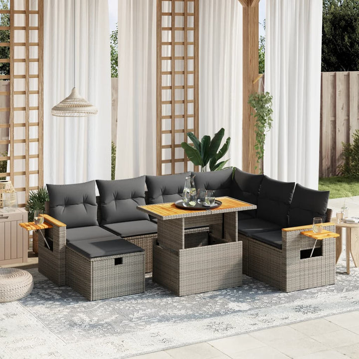 sofasæt til haven 8 dele med hynder polyrattan grå