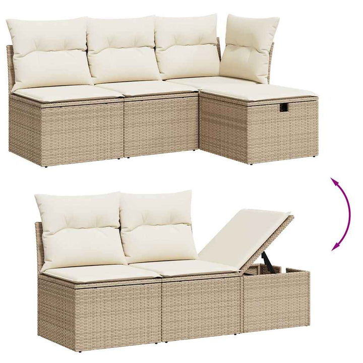 sofasæt til haven 7 dele med hynder polyrattan beige