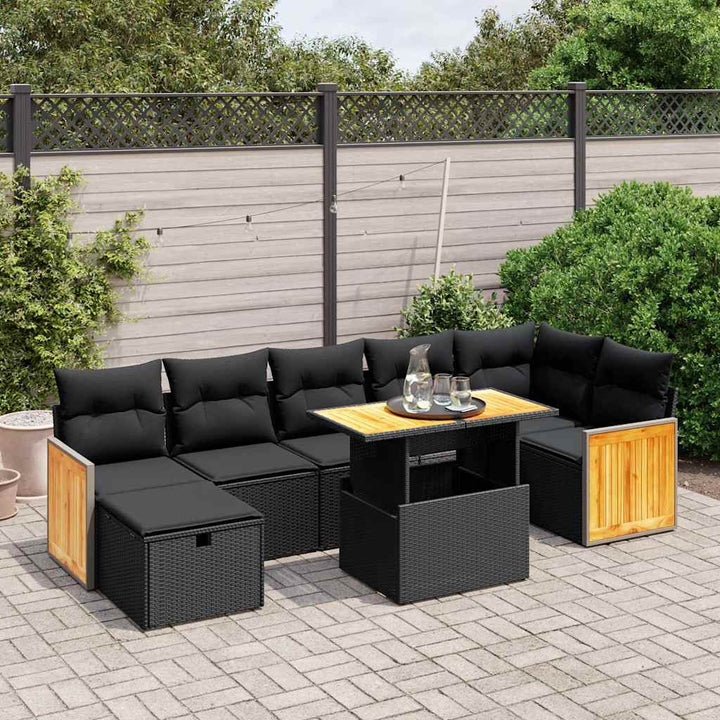 sofasæt til haven 8 dele med hynder polyrattan sort