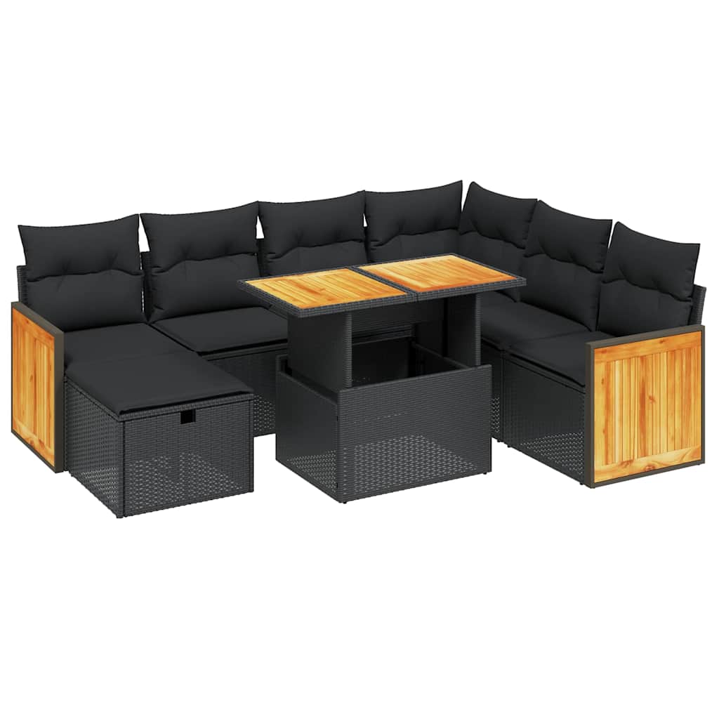 sofasæt til haven 8 dele med hynder polyrattan sort