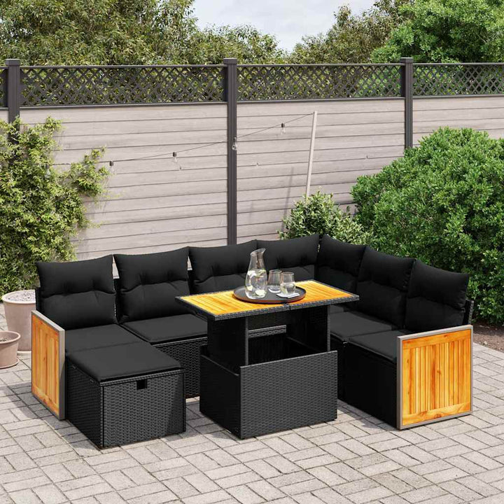 sofasæt til haven 8 dele med hynder polyrattan sort
