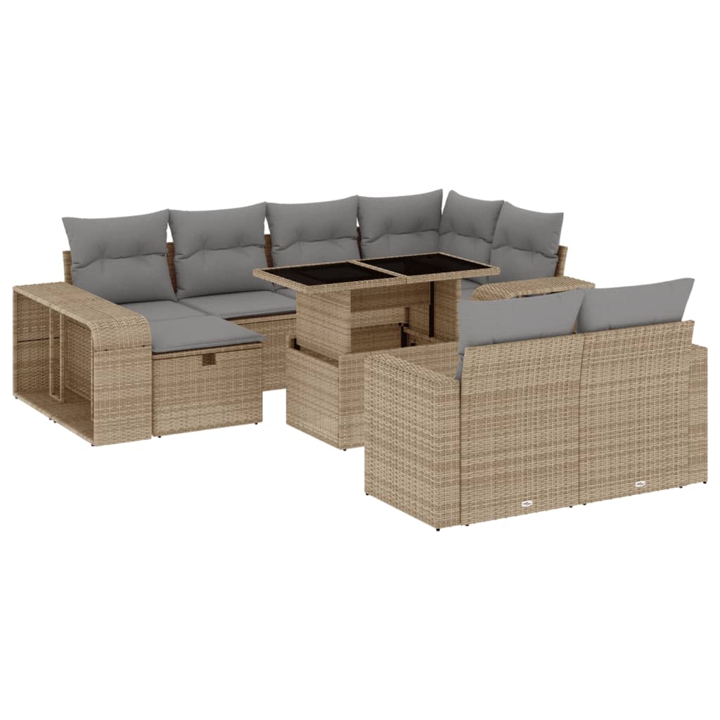 sofasæt til haven 11 dele med hynder polyrattan beige