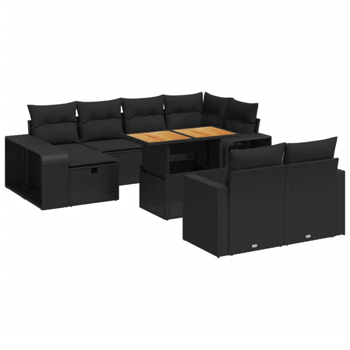 sofasæt til haven 11 dele med hynder polyrattan sort