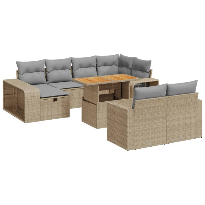 sofasæt til haven 11 dele med hynder polyrattan beige