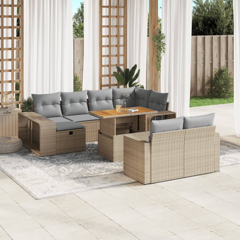 sofasæt til haven 11 dele med hynder polyrattan beige