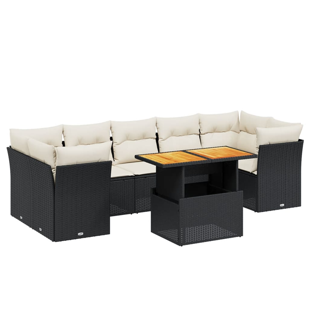 sofasæt til haven 8 dele med hynder polyrattan sort