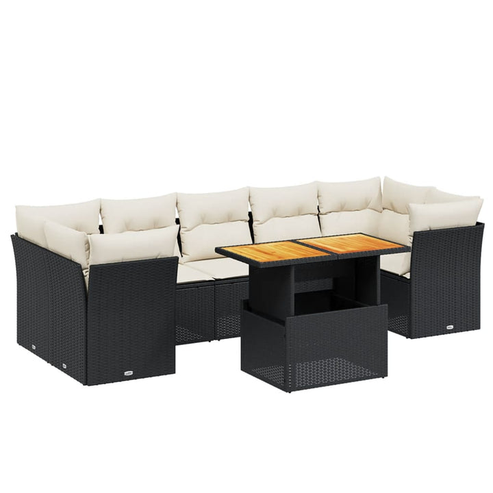 sofasæt til haven 8 dele med hynder polyrattan sort