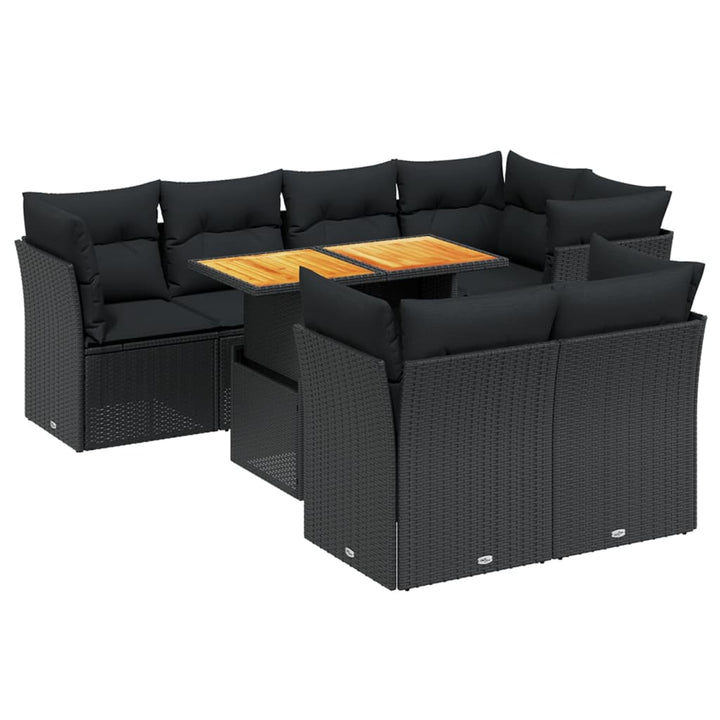 sofasæt til haven 8 dele med hynder polyrattan sort