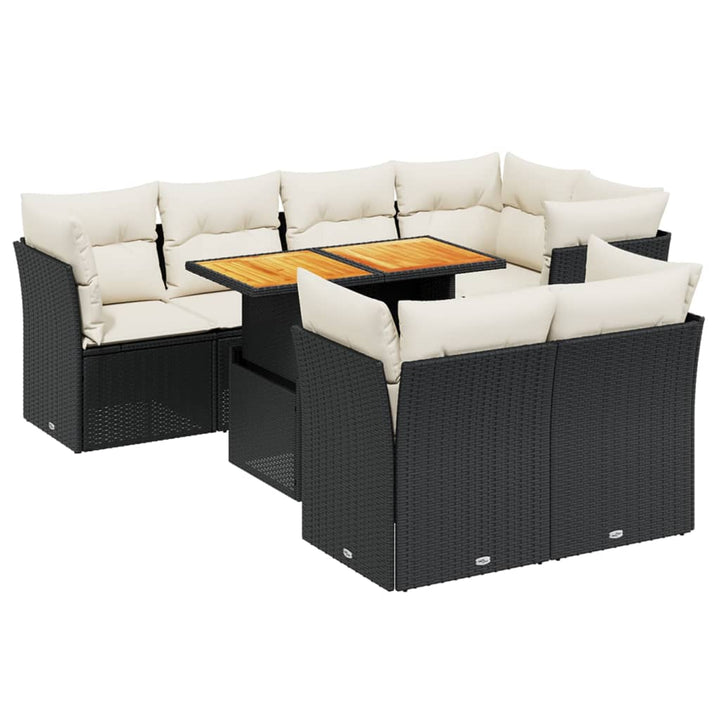 sofasæt til haven 8 dele med hynder polyrattan sort