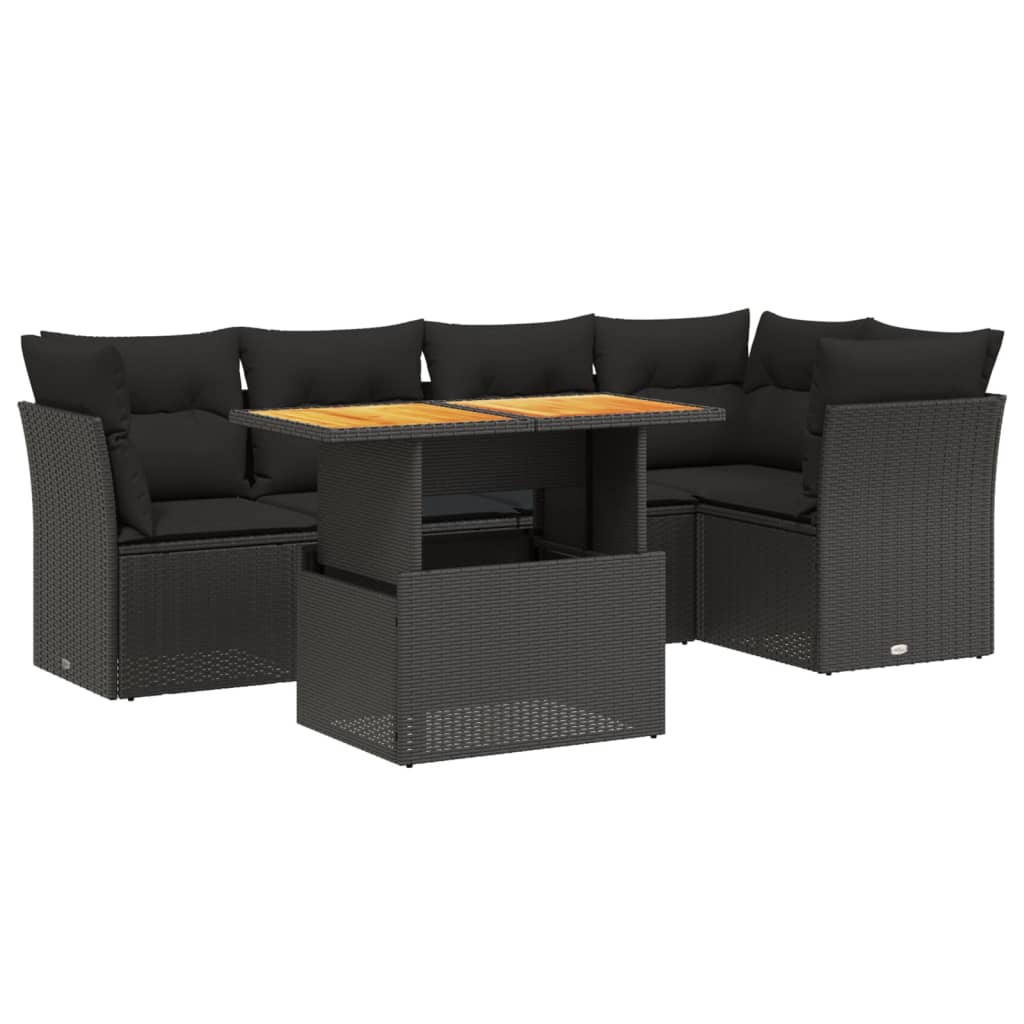 sofasæt til haven 5 dele med hynder polyrattan sort
