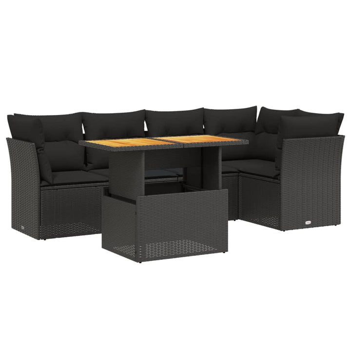 sofasæt til haven 5 dele med hynder polyrattan sort